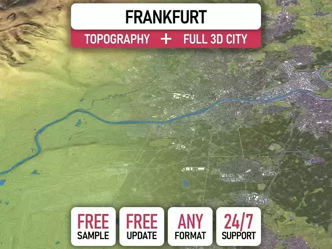 Frankfurt - Topography Terrain 3D City
