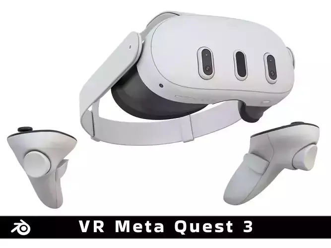 VR Meta Quest 3 with Controllers 3D model