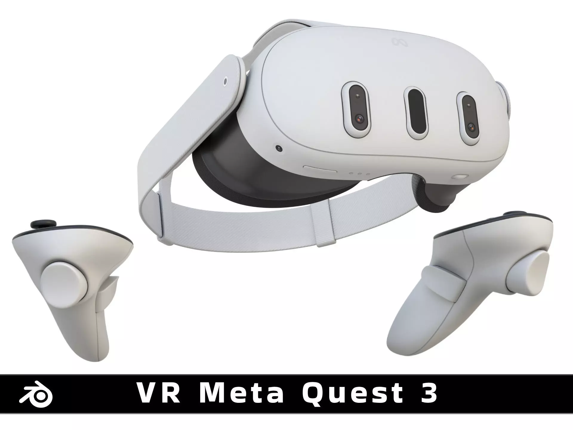 VR Meta Quest 3 with Controllers 3D model_0