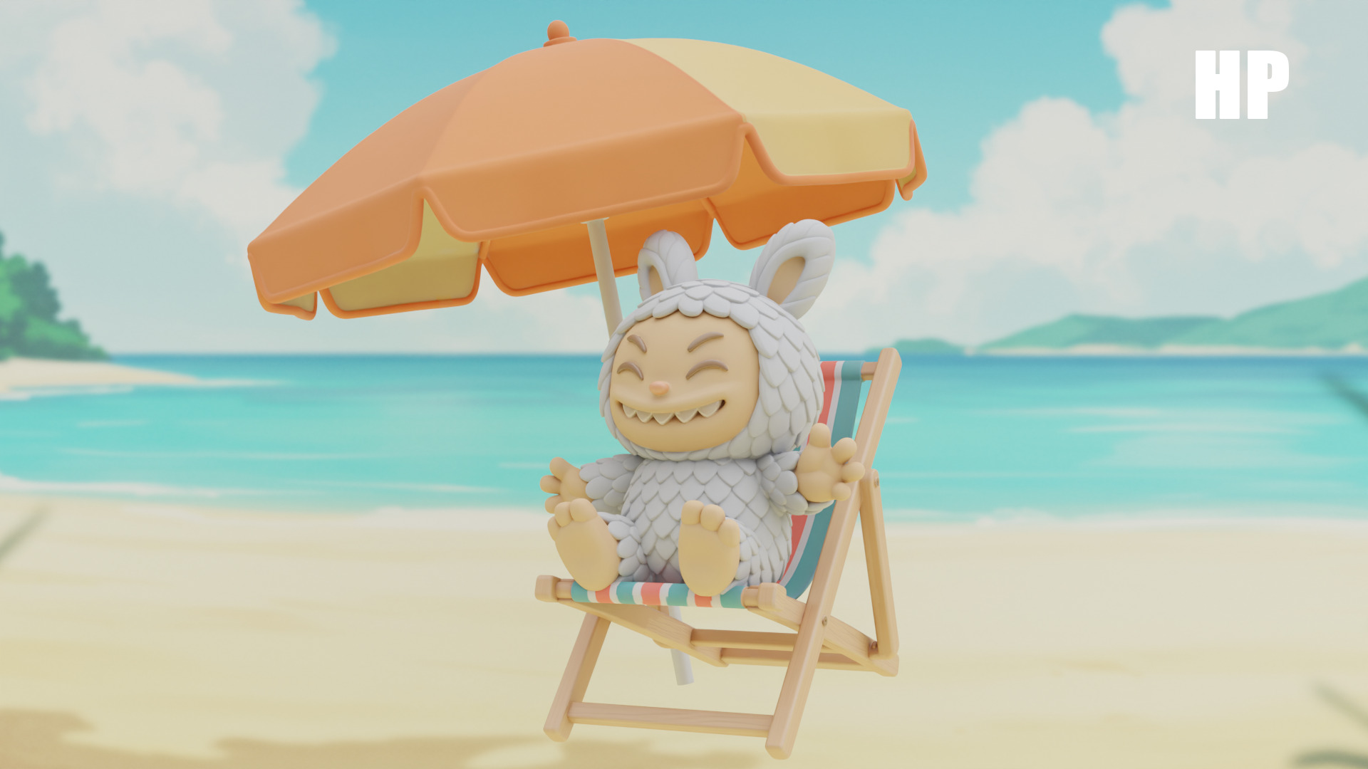 3D model Labubu Beach Set Characters HEHE ZIZI Pop Mart VR / AR