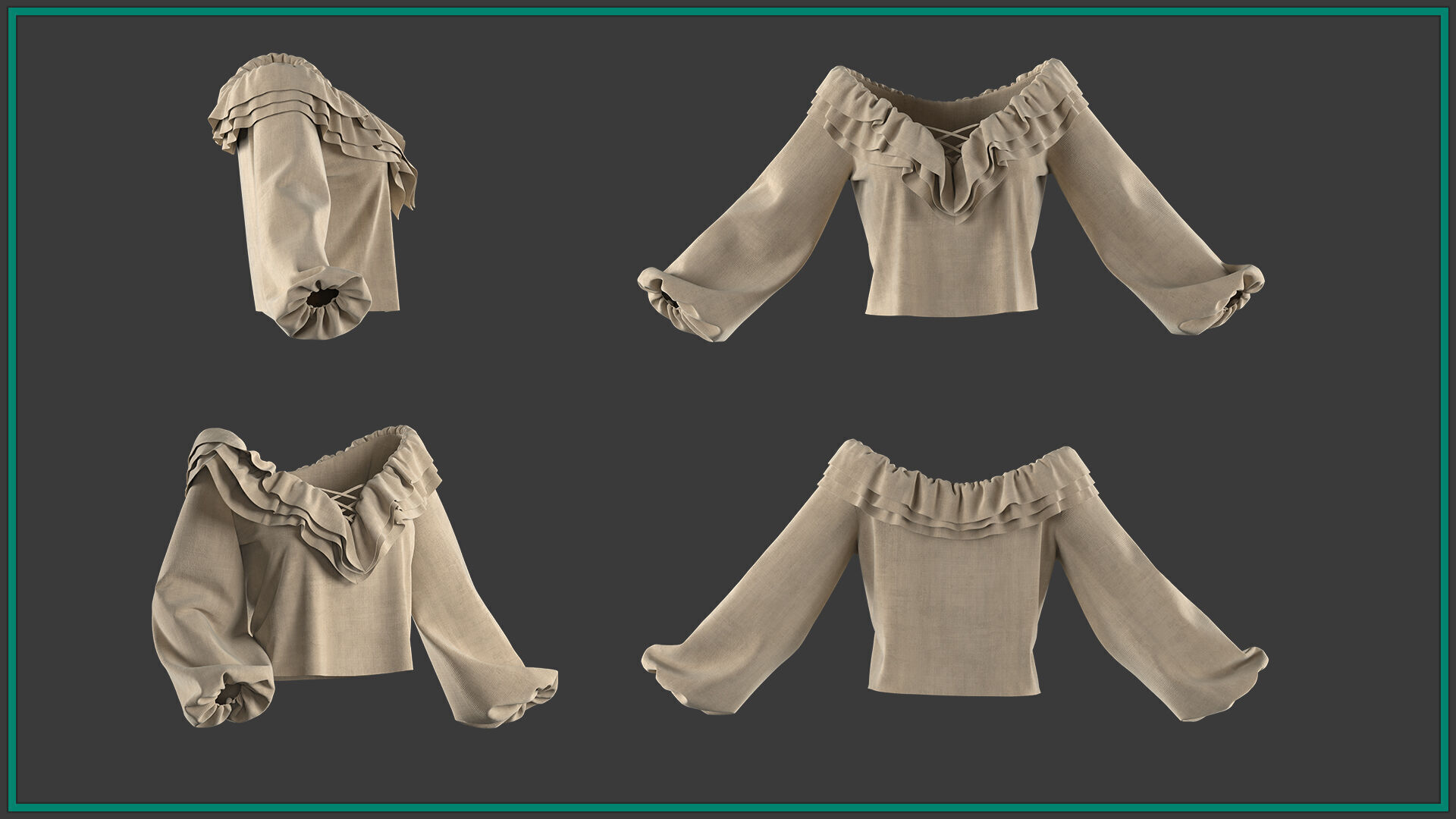 7 female pirate blouse 3D model_7