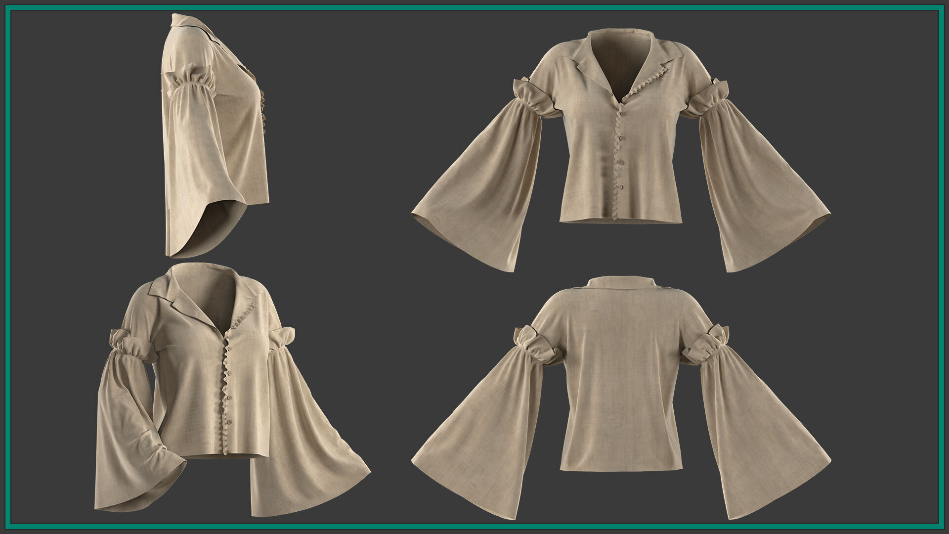 7 female pirate blouse 3D model_3