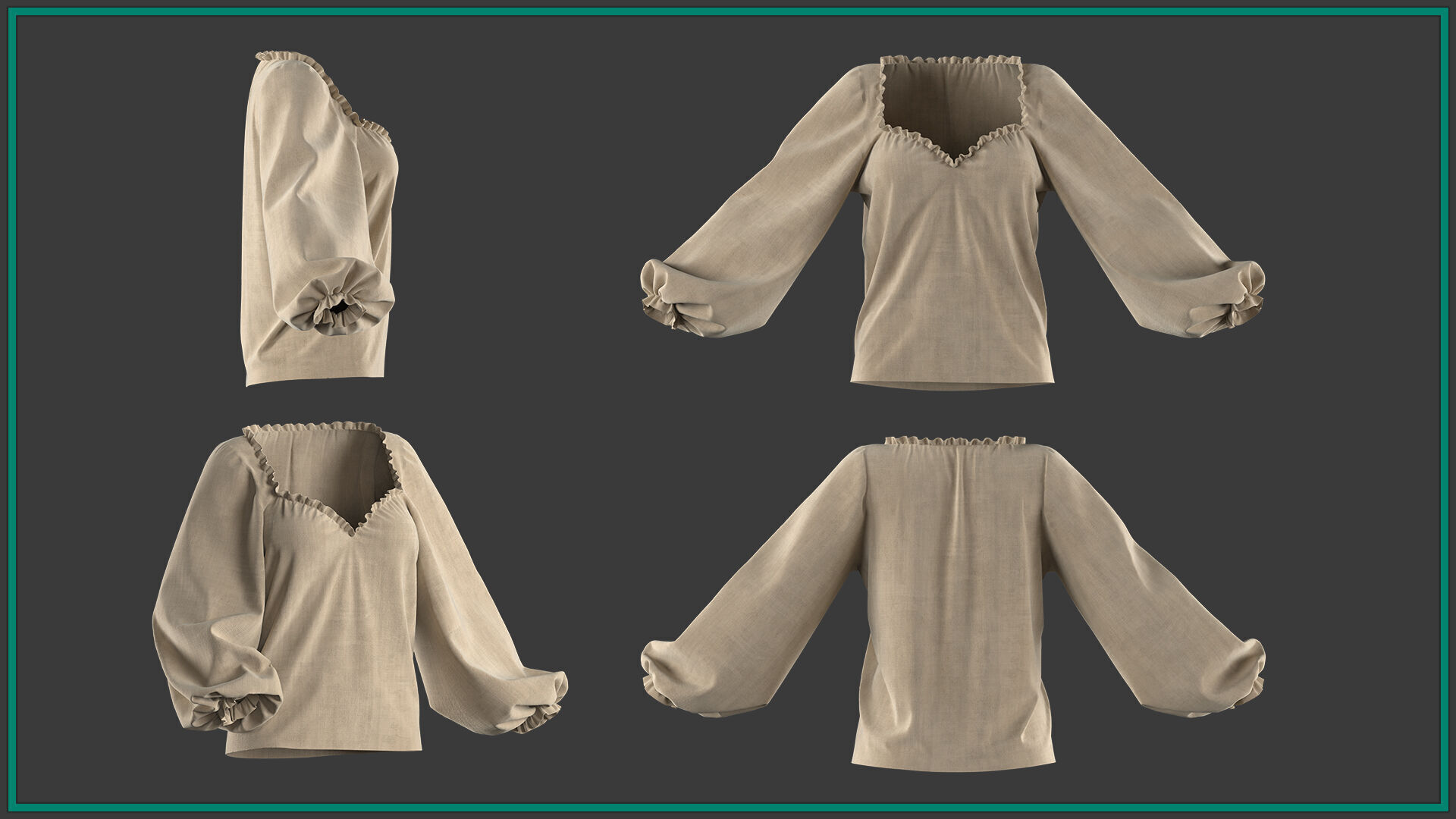 7 female pirate blouse 3D model_5