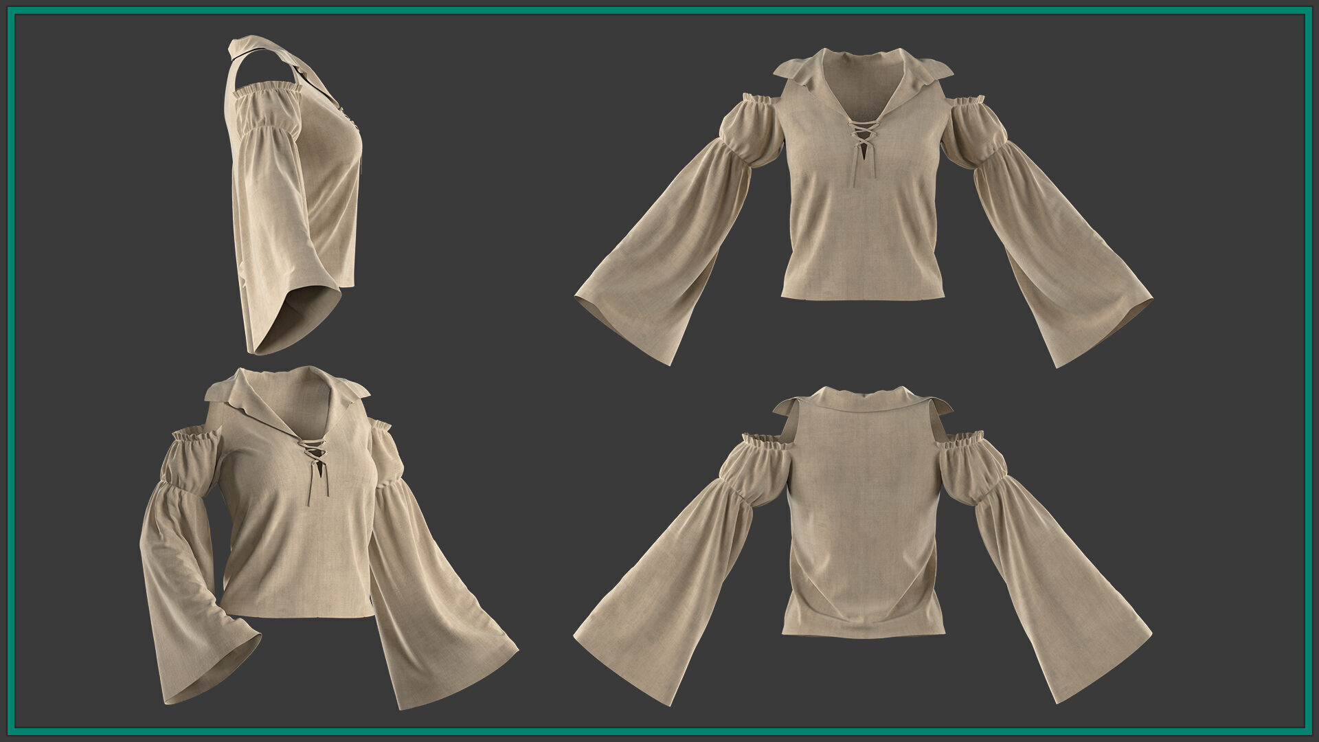 7 female pirate blouse 3D model_6