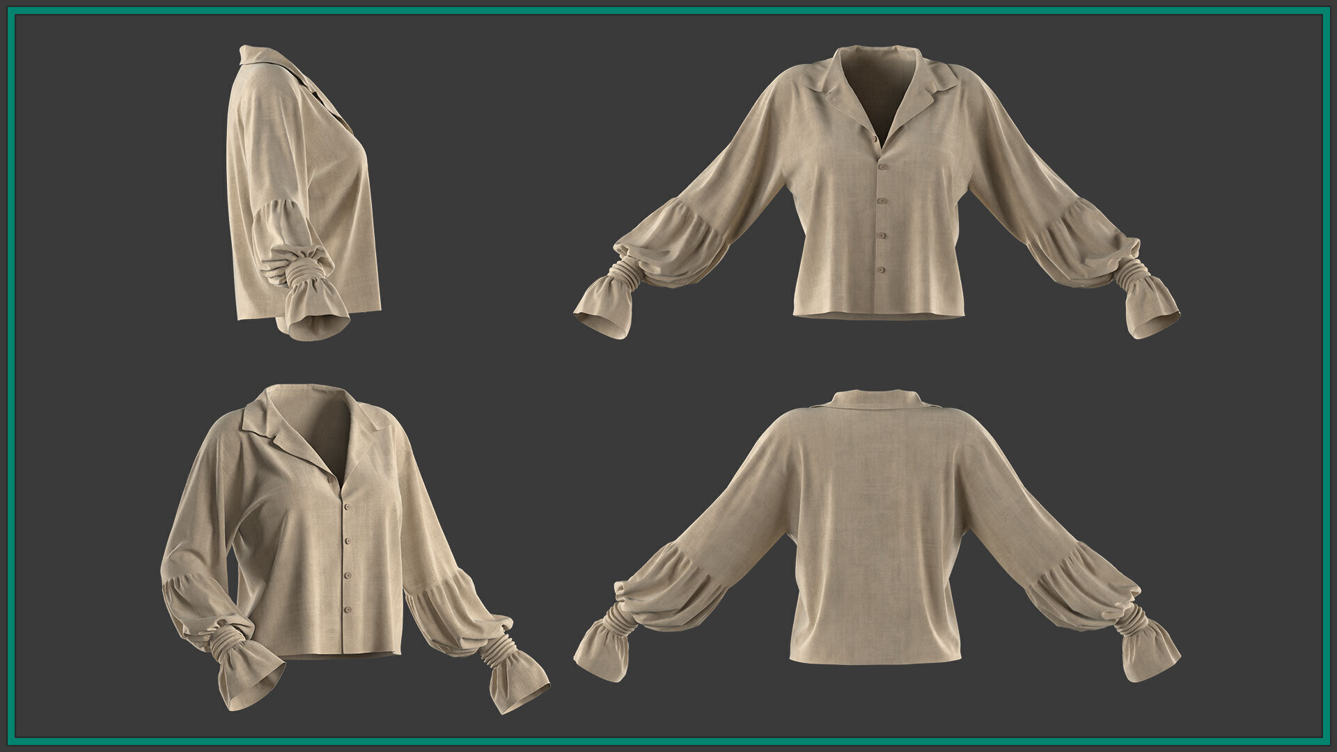 7 female pirate blouse 3D model_1
