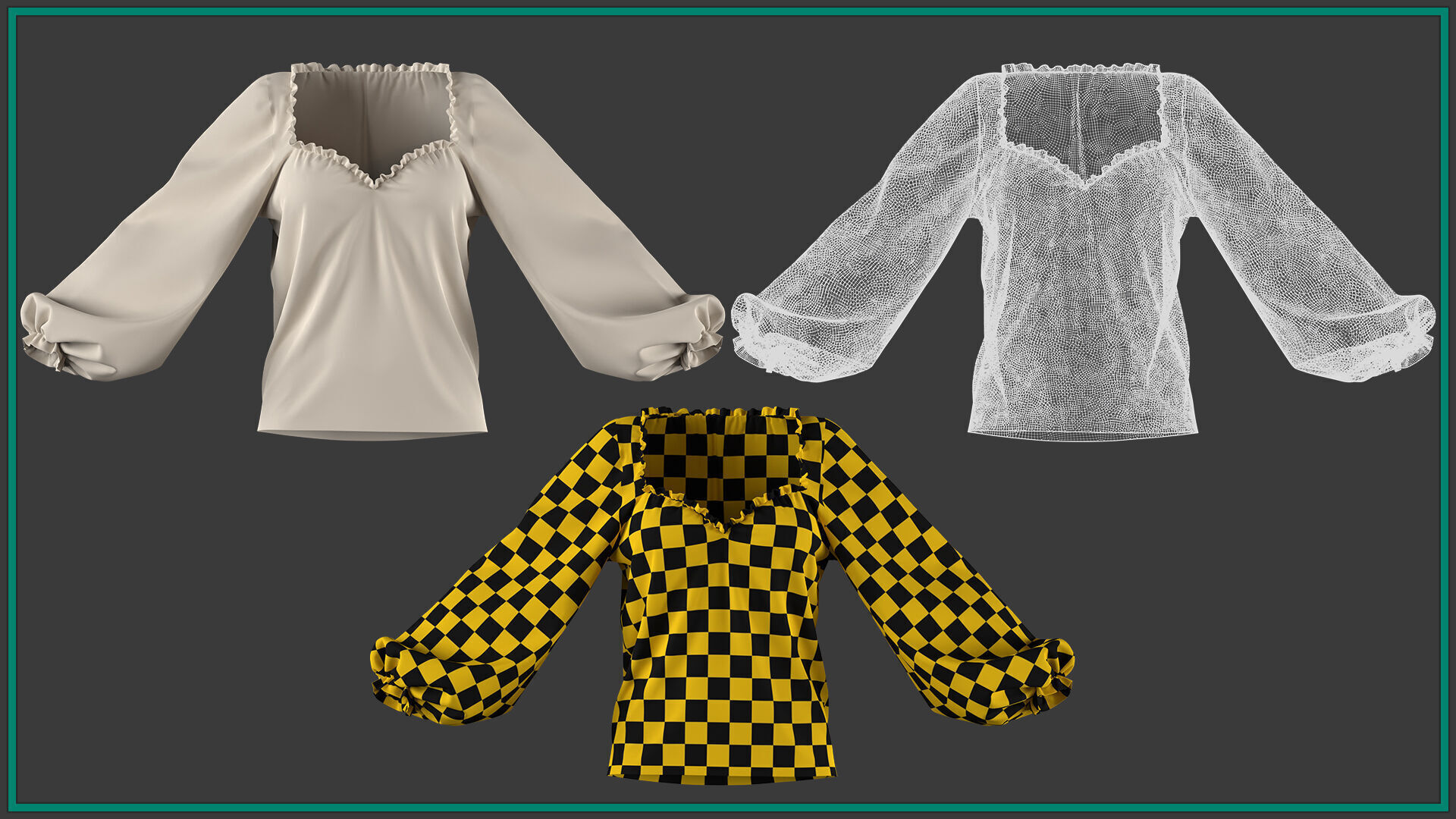 7 female pirate blouse 3D model_8