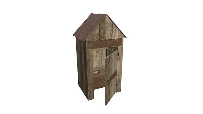 Outdoor Wooden Toilet Low-poly PBR Low-poly 3D model