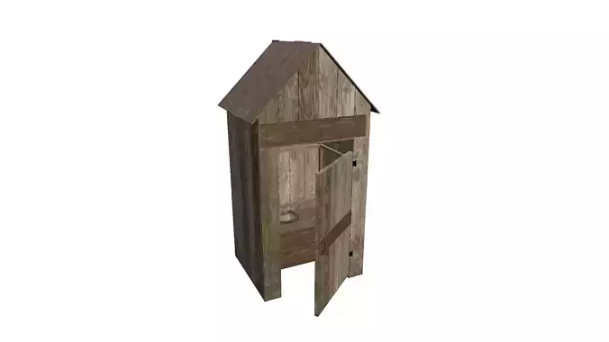 Outdoor Wooden Toilet Low-poly PBR Low-poly 3D model