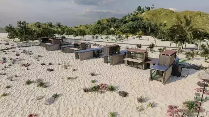 Temporary villa - villa condo - container building 3D model