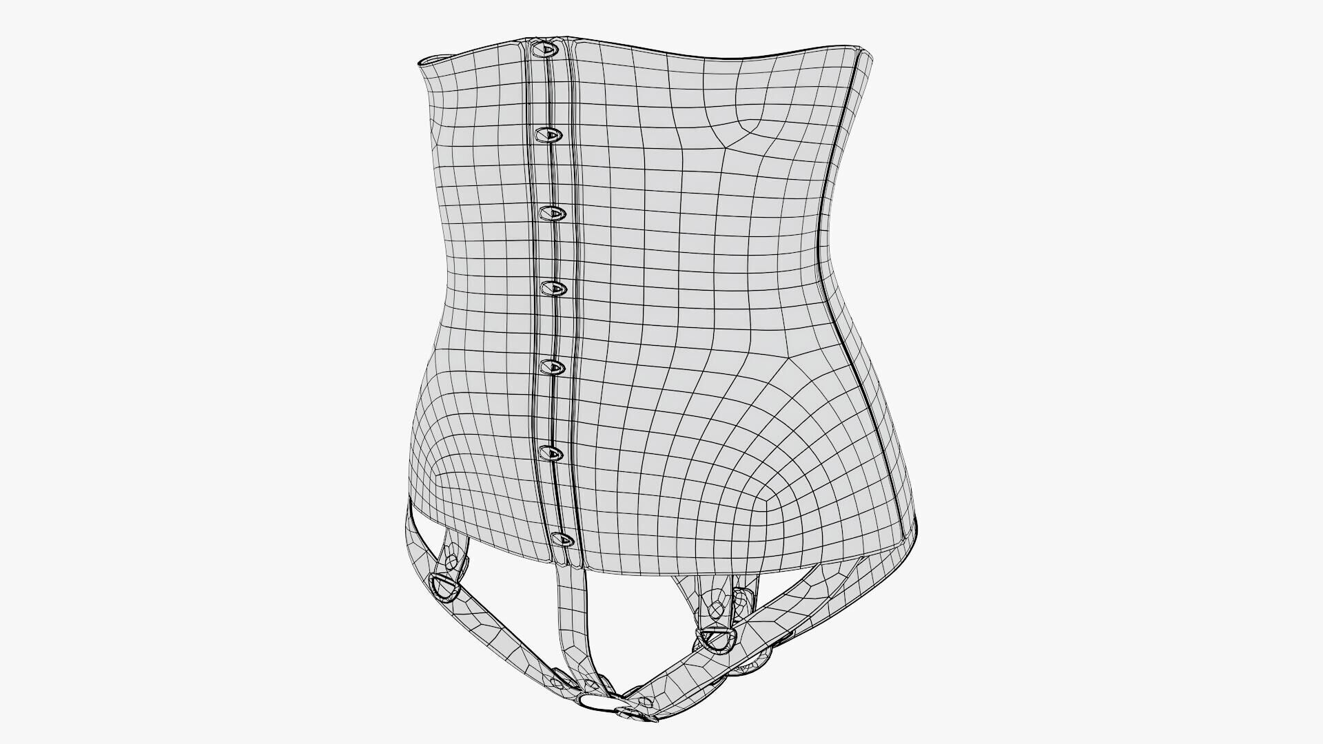Latex Corset Low-poly 3D model_14