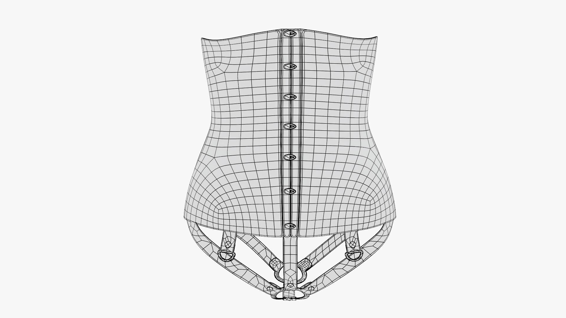 Latex Corset Low-poly 3D model_20