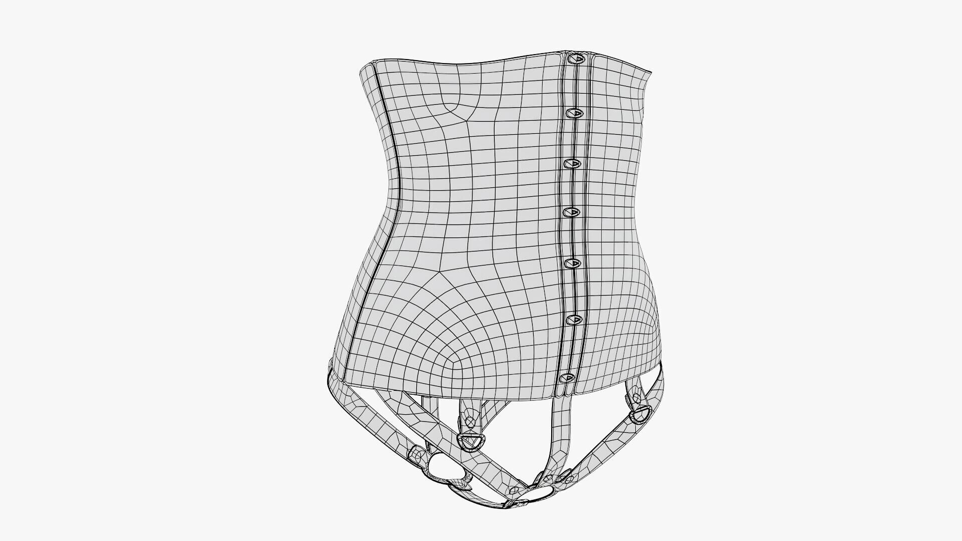 Latex Corset Low-poly 3D model_19