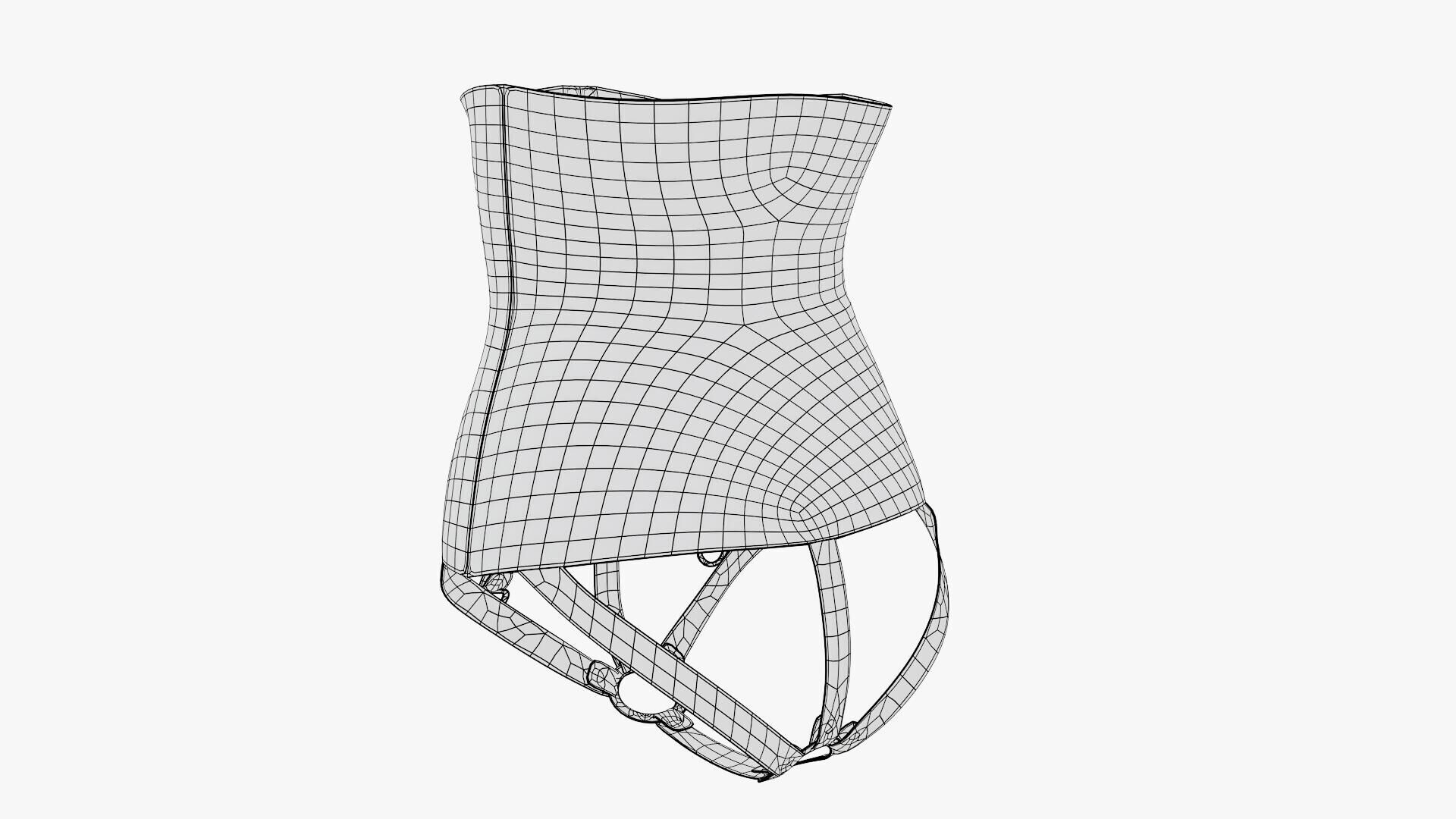 Latex Corset Low-poly 3D model_16