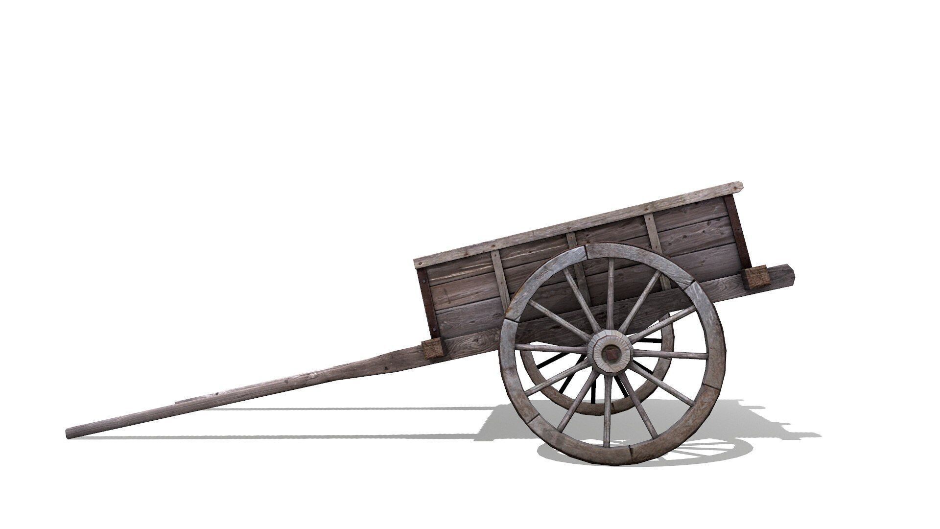 Old Wooden Cart Low-poly Low-poly 3D model_11