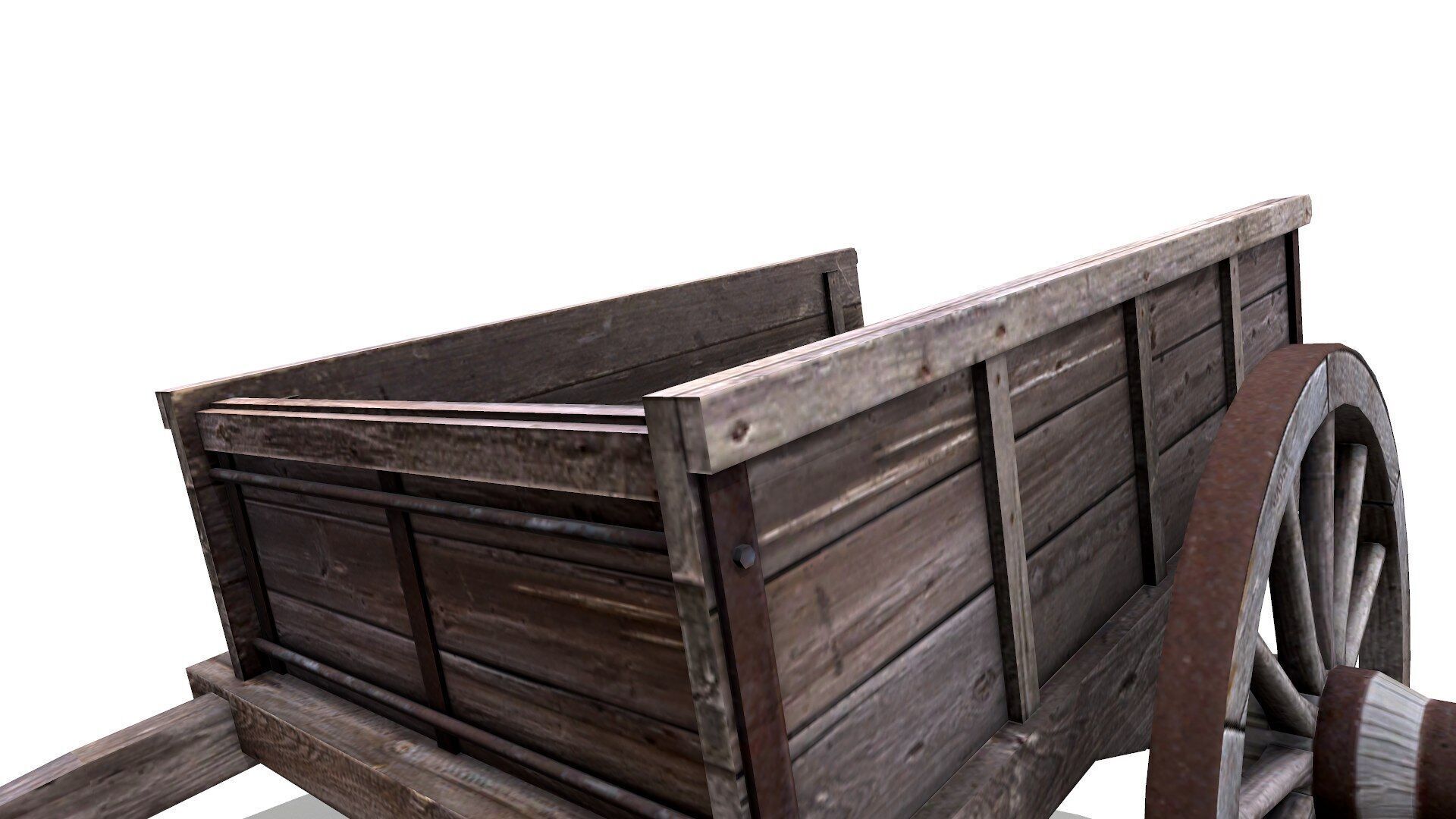Old Wooden Cart Low-poly Low-poly 3D model_16