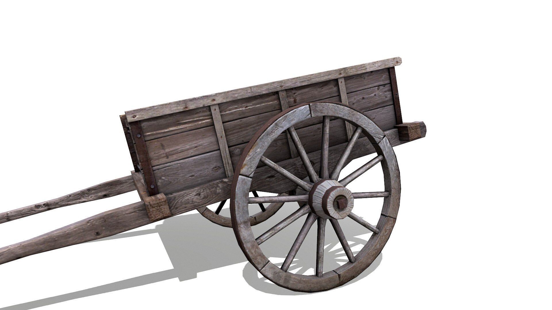 Old Wooden Cart Low-poly Low-poly 3D model_10