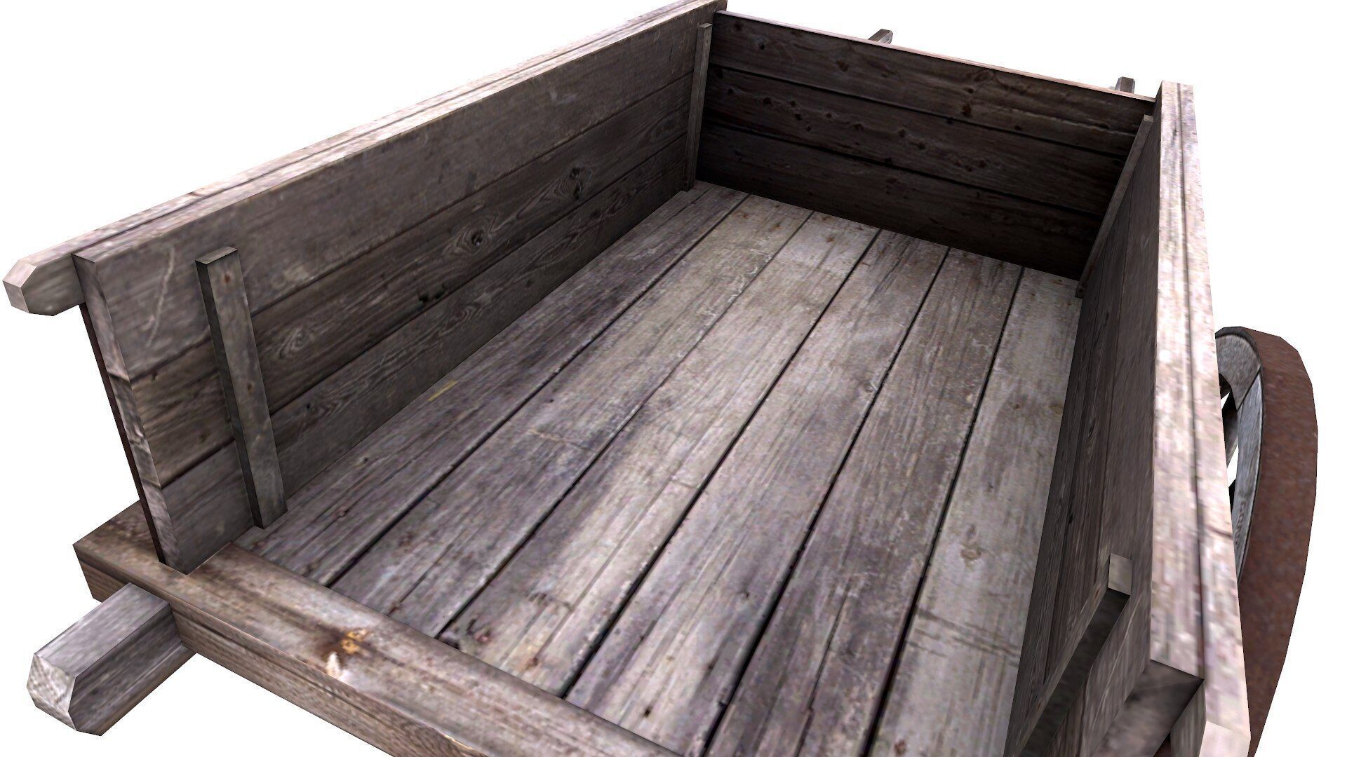 Old Wooden Cart Low-poly Low-poly 3D model_15