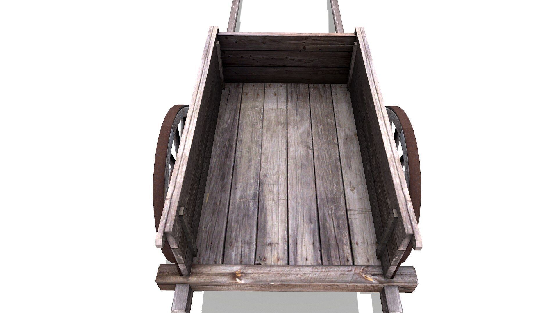 Old Wooden Cart Low-poly Low-poly 3D model_13