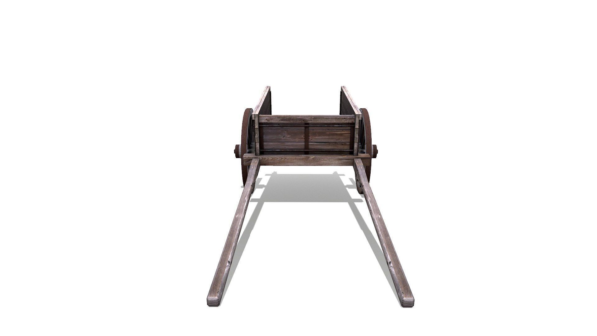 Old Wooden Cart Low-poly Low-poly 3D model_7