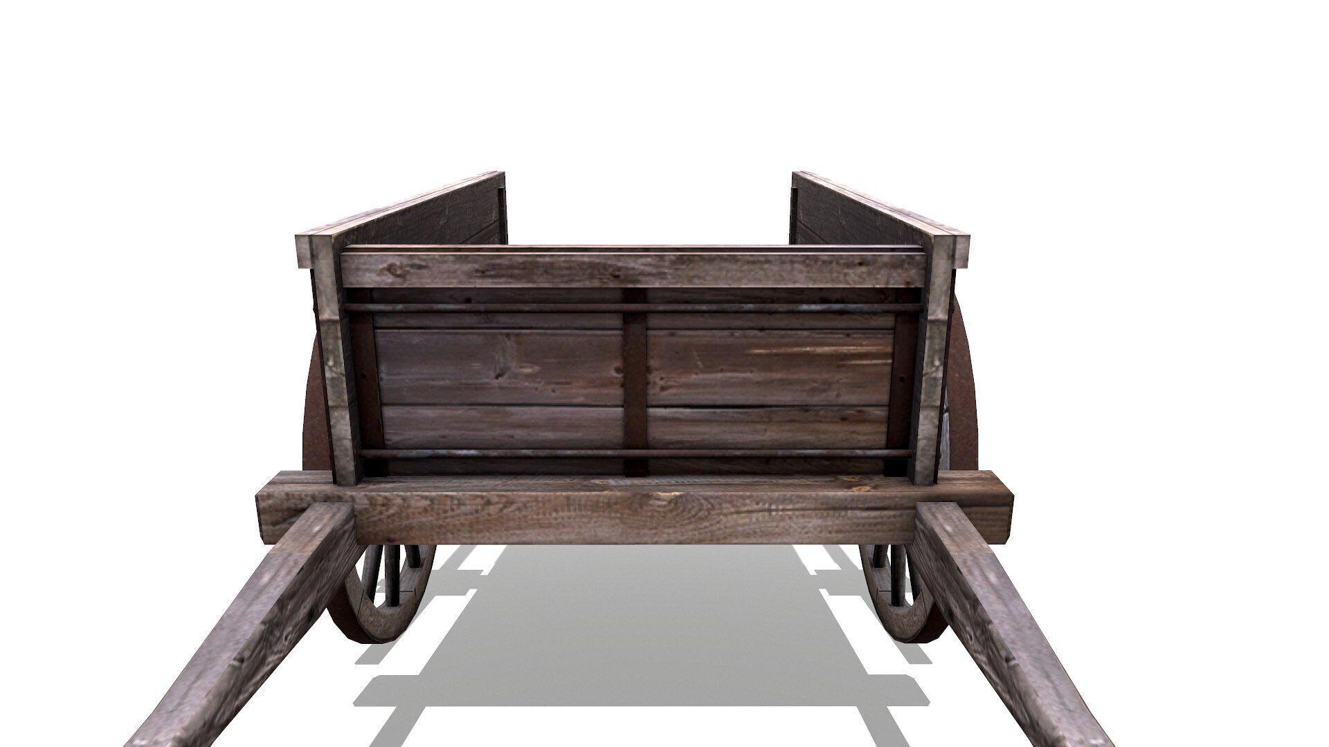 Old Wooden Cart Low-poly Low-poly 3D model_8