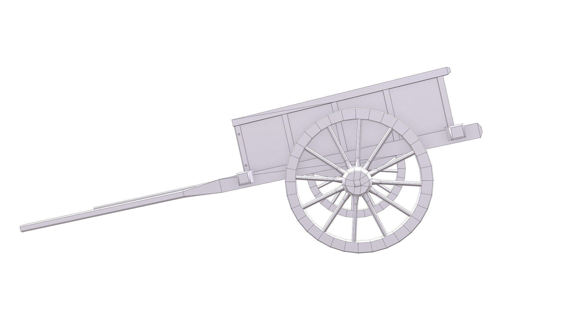 Old Wooden Cart Low-poly Low-poly 3D model_18