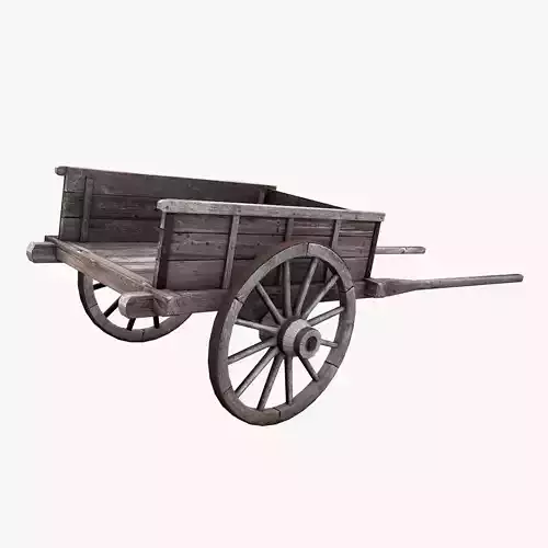 Old Wooden Cart Low-poly