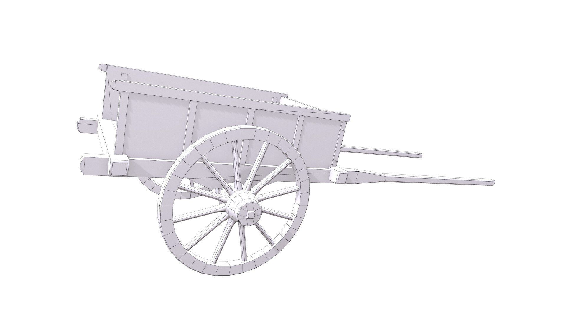 Old Wooden Cart Low-poly Low-poly 3D model_17