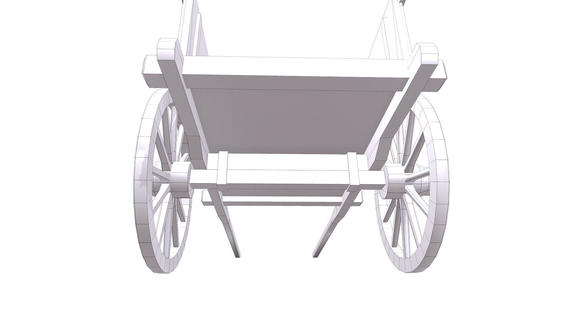 Old Wooden Cart Low-poly Low-poly 3D model_20