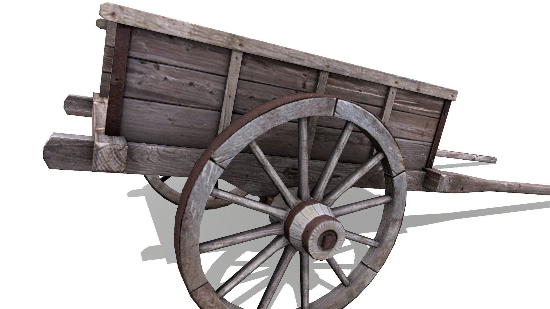 Old Wooden Cart Low-poly Low-poly 3D model_14