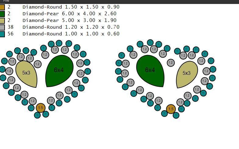 Heart Paved Earring stud With pear cutted diamond 3D print model_17
