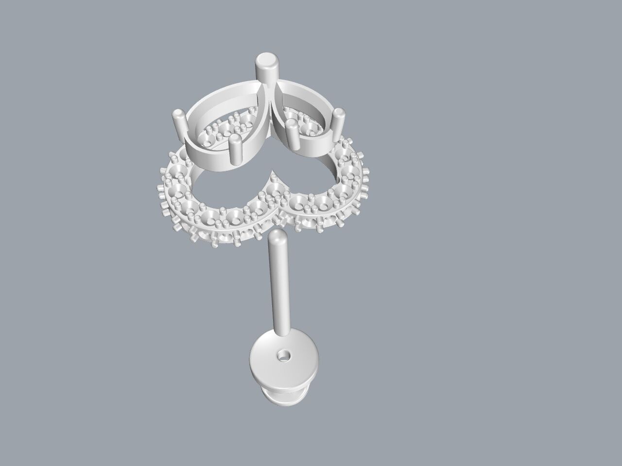 Heart Paved Earring stud With pear cutted diamond 3D print model_14