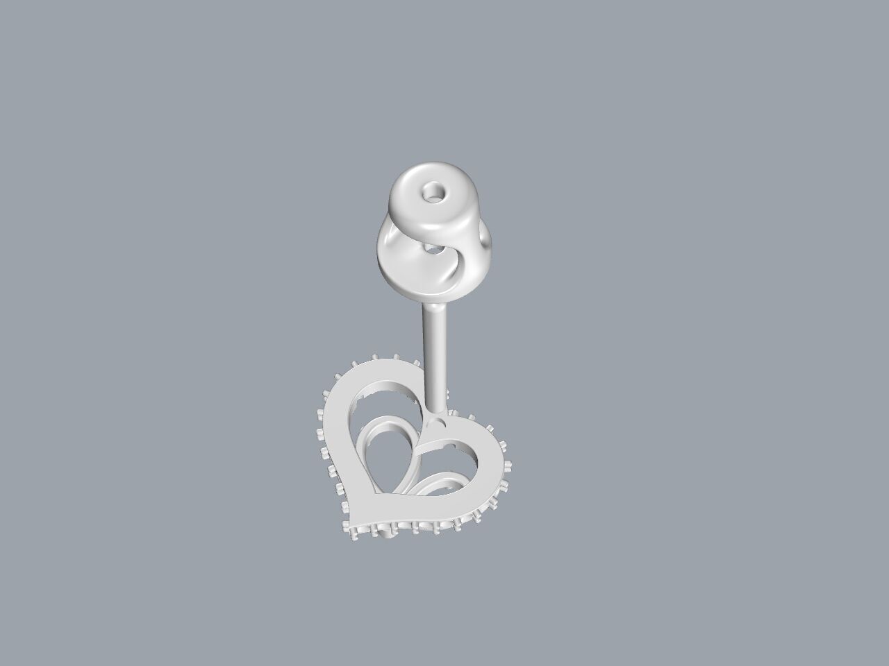 Heart Paved Earring stud With pear cutted diamond 3D print model_15