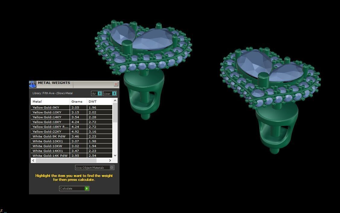 Heart Paved Earring stud With pear cutted diamond 3D print model_19