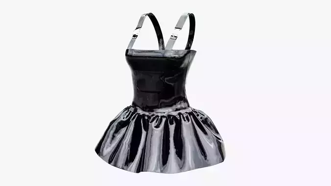 Latex Corset and Pleated Skirt Low-poly 3D model