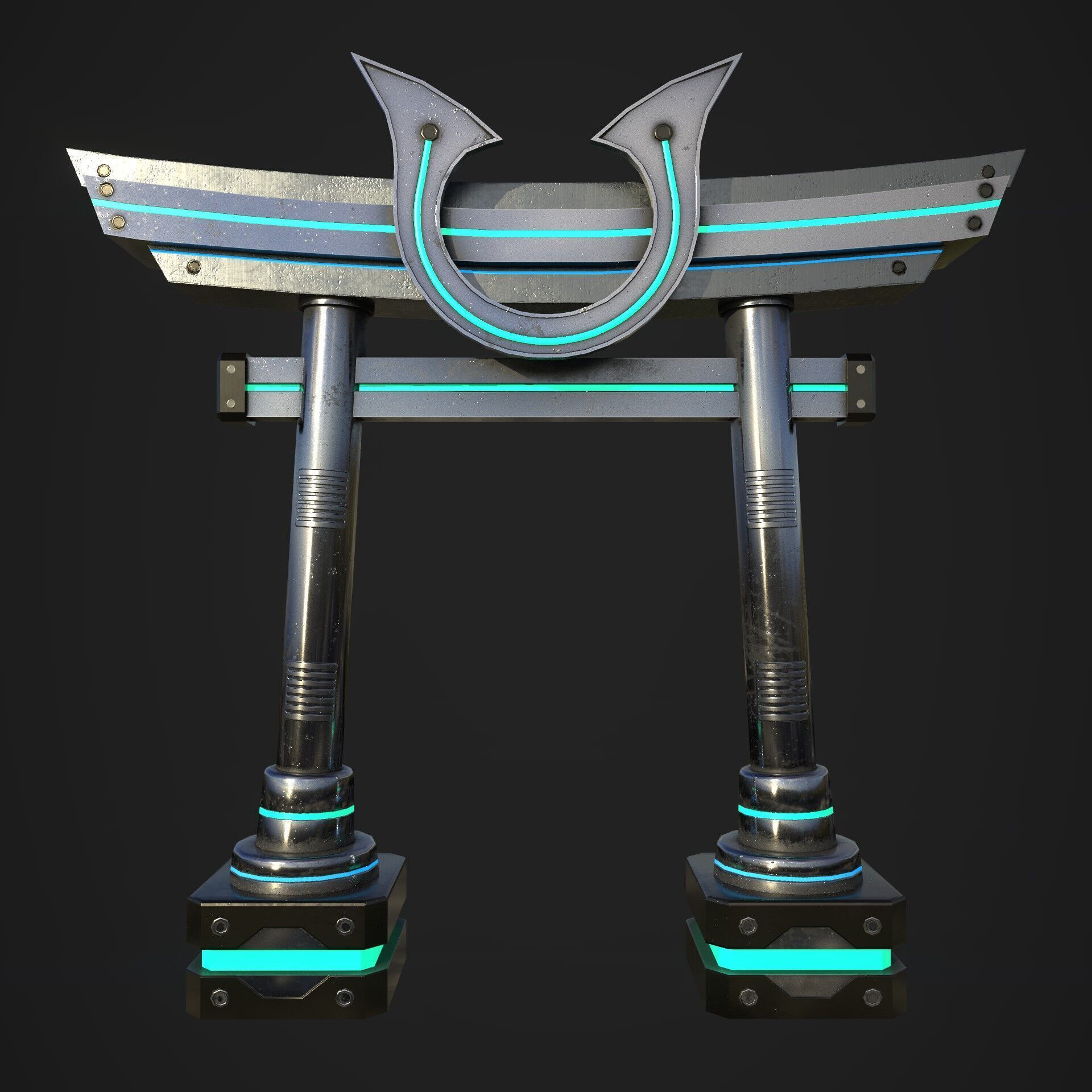 Japanese Tori gate Sci-Fi Low-poly 3D model_8