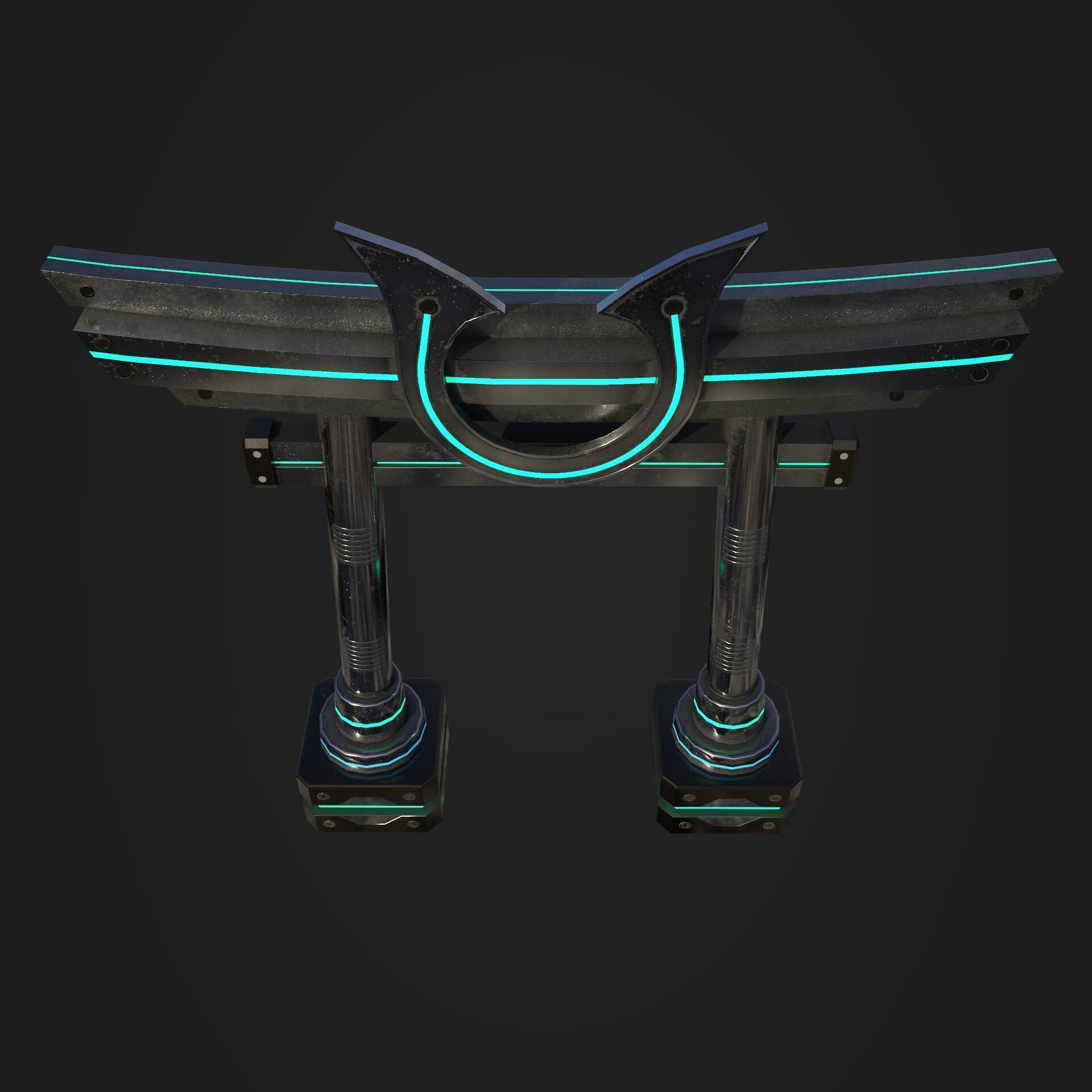 Japanese Tori gate Sci-Fi Low-poly 3D model_9