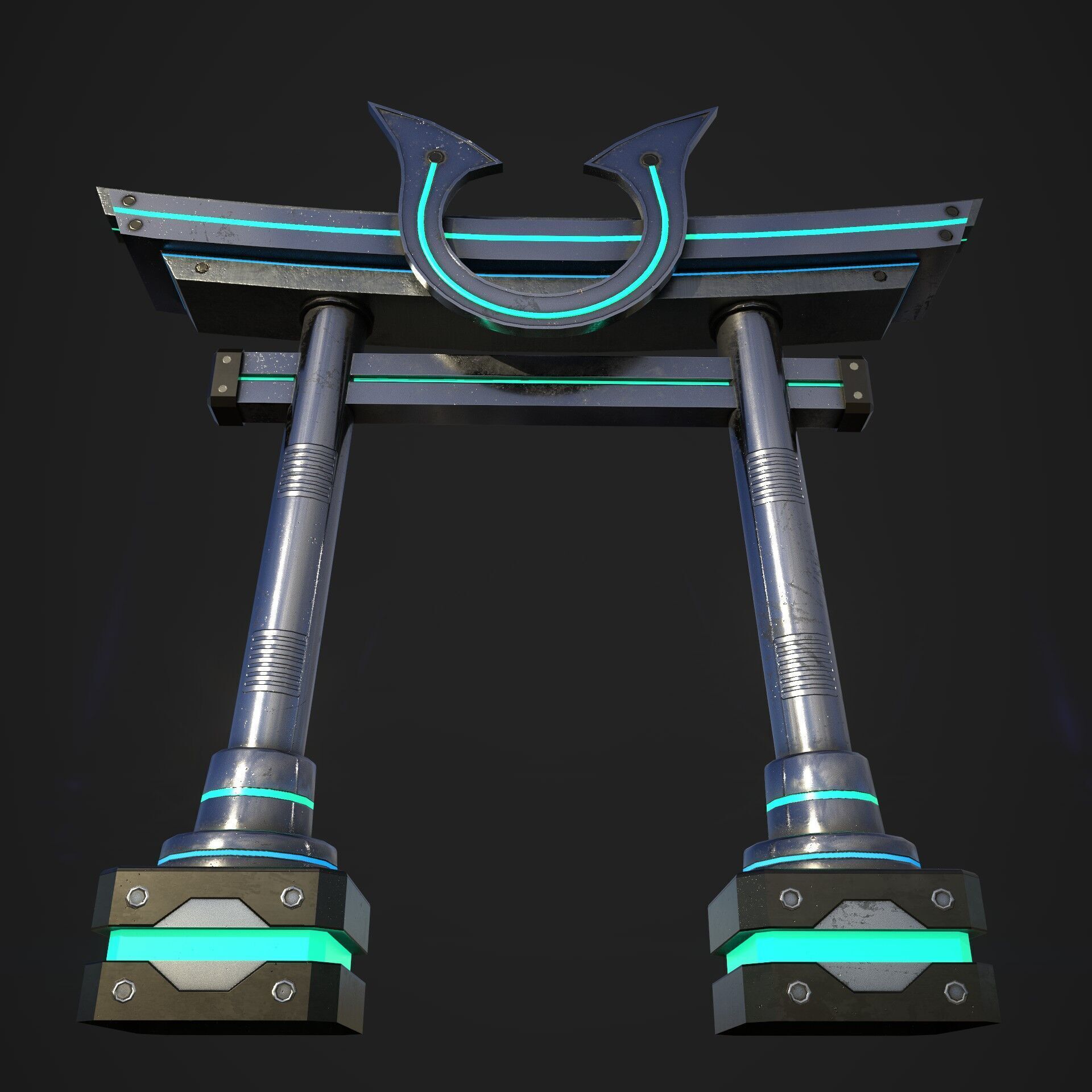 Japanese Tori gate Sci-Fi Low-poly 3D model_2