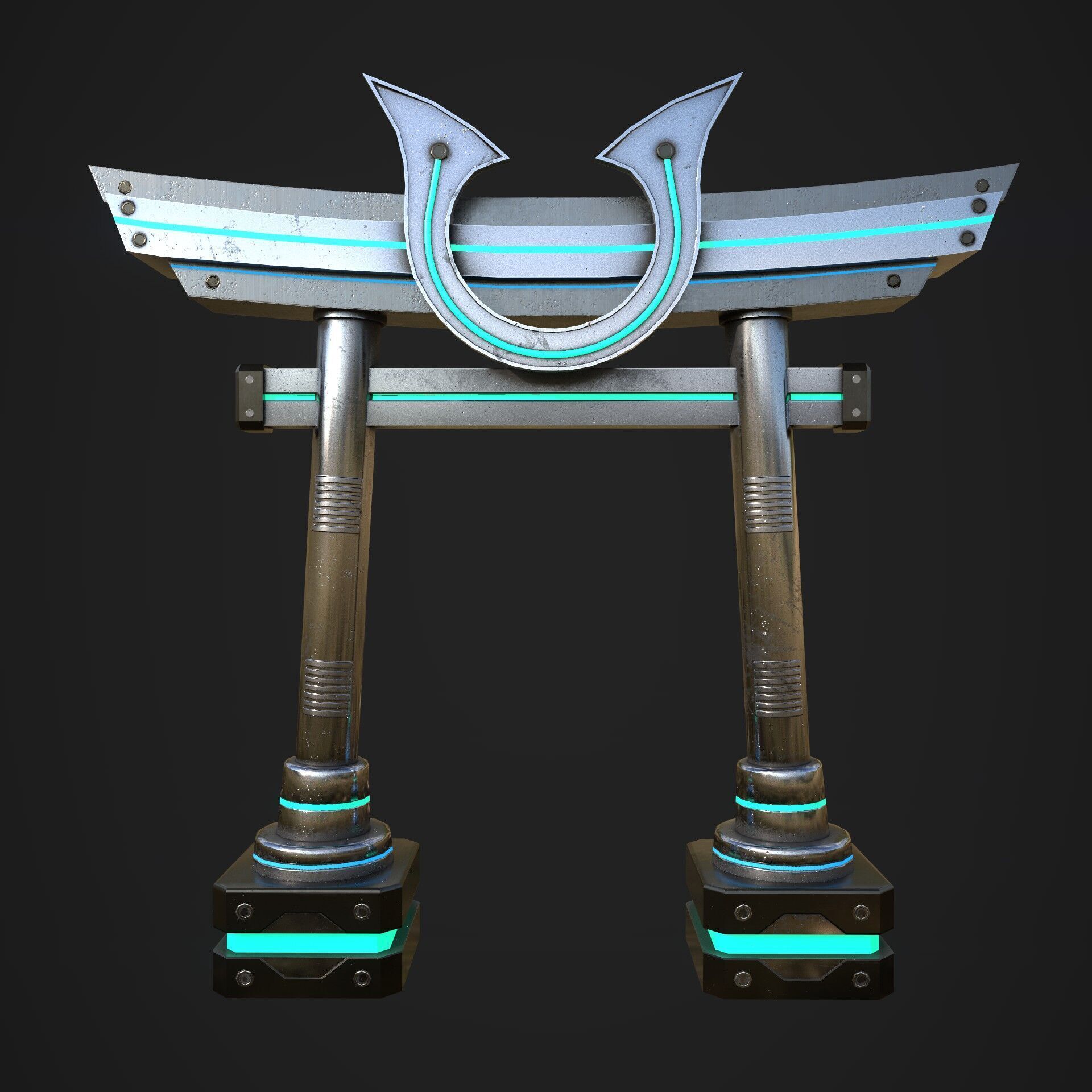 Japanese Tori gate Sci-Fi Low-poly 3D model_1