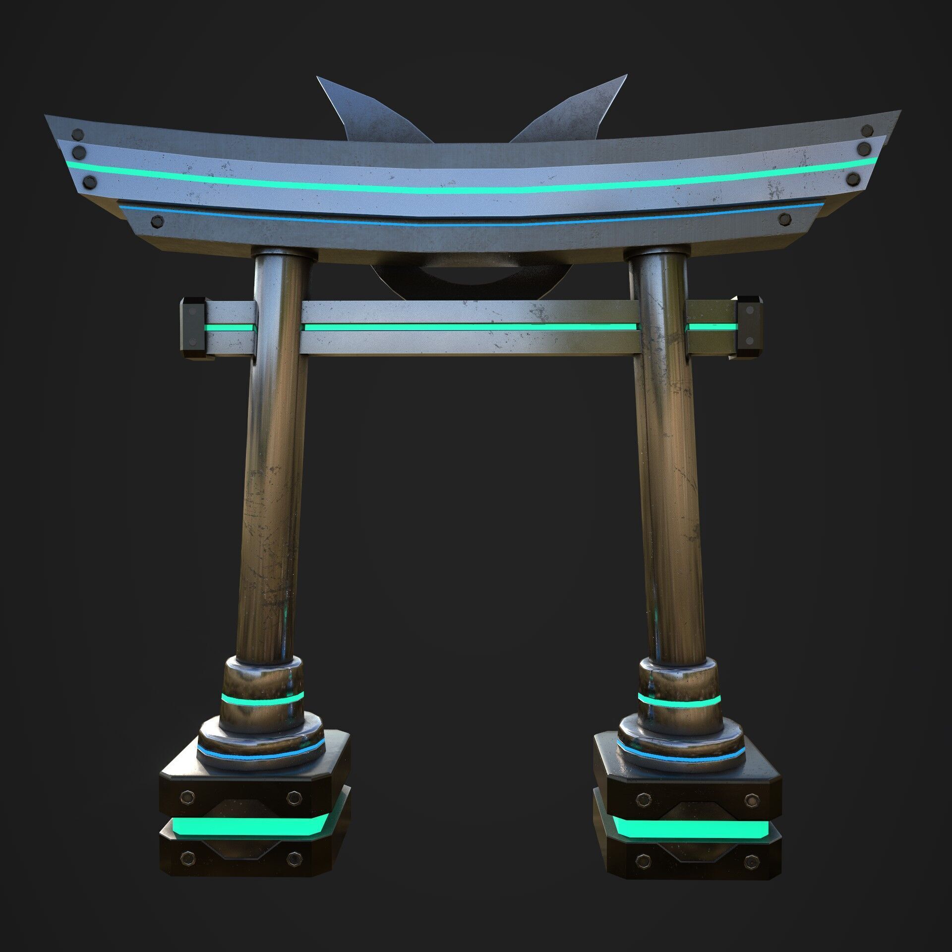Japanese Tori gate Sci-Fi Low-poly 3D model_6