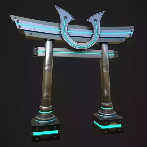 Japanese Tori gate Sci-Fi Low-poly 3D model