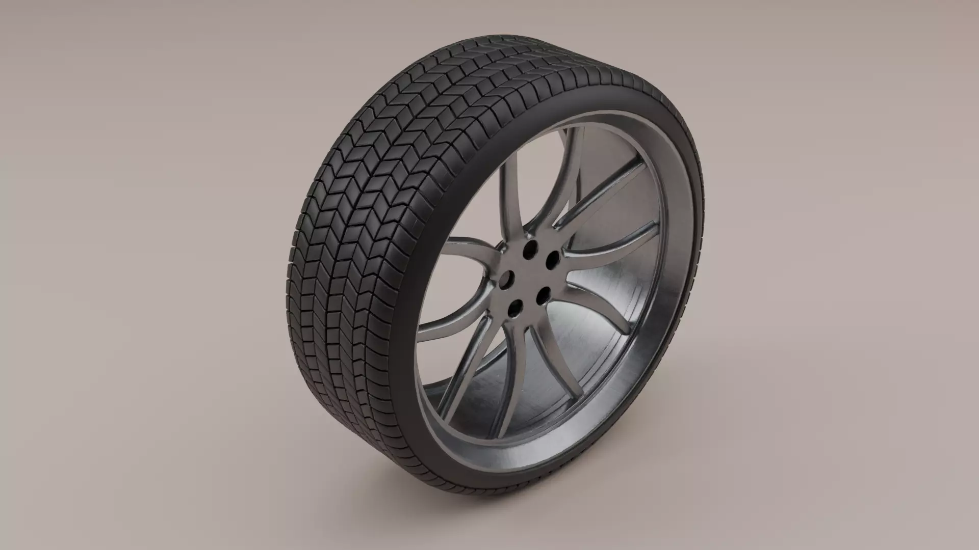 Car Wheel Low-poly 3D model_0