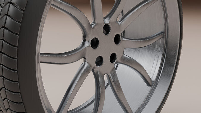 Car Wheel Low-poly 3D model 5