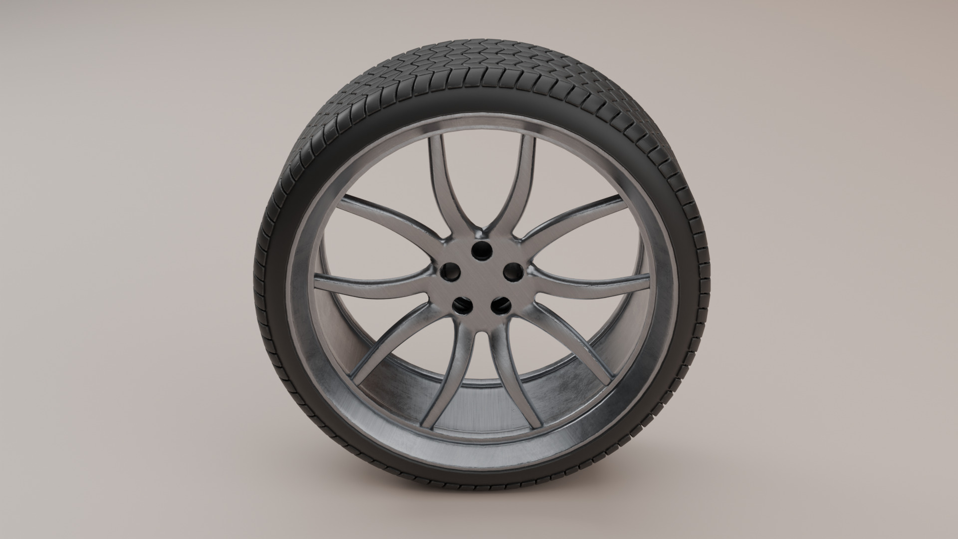 Car Wheel Low-poly 3D model_1