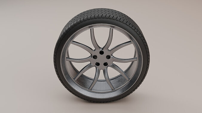 Car Wheel Low-poly 3D model 2