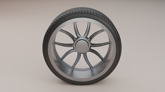 Car Wheel Low-poly 3D model 3