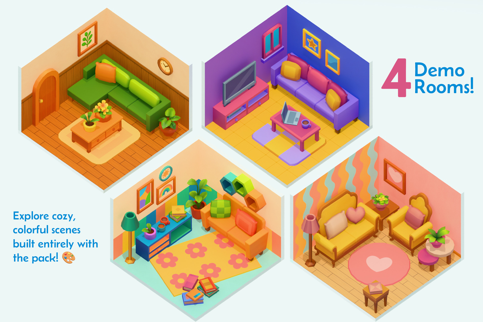 Happy Home - Stylized Living Room Interior Kit - Low Poly 3D Low-poly 3D model_2