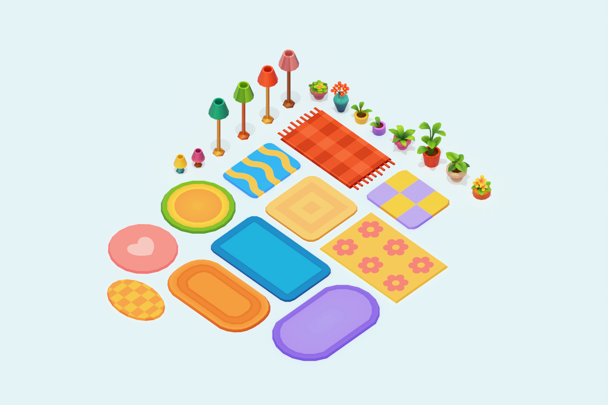 Happy Home - Stylized Living Room Interior Kit - Low Poly 3D Low-poly 3D model_5