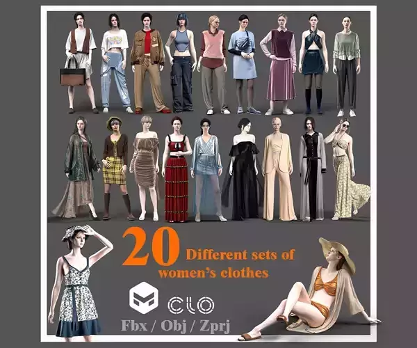 20 different sets of womens clothes