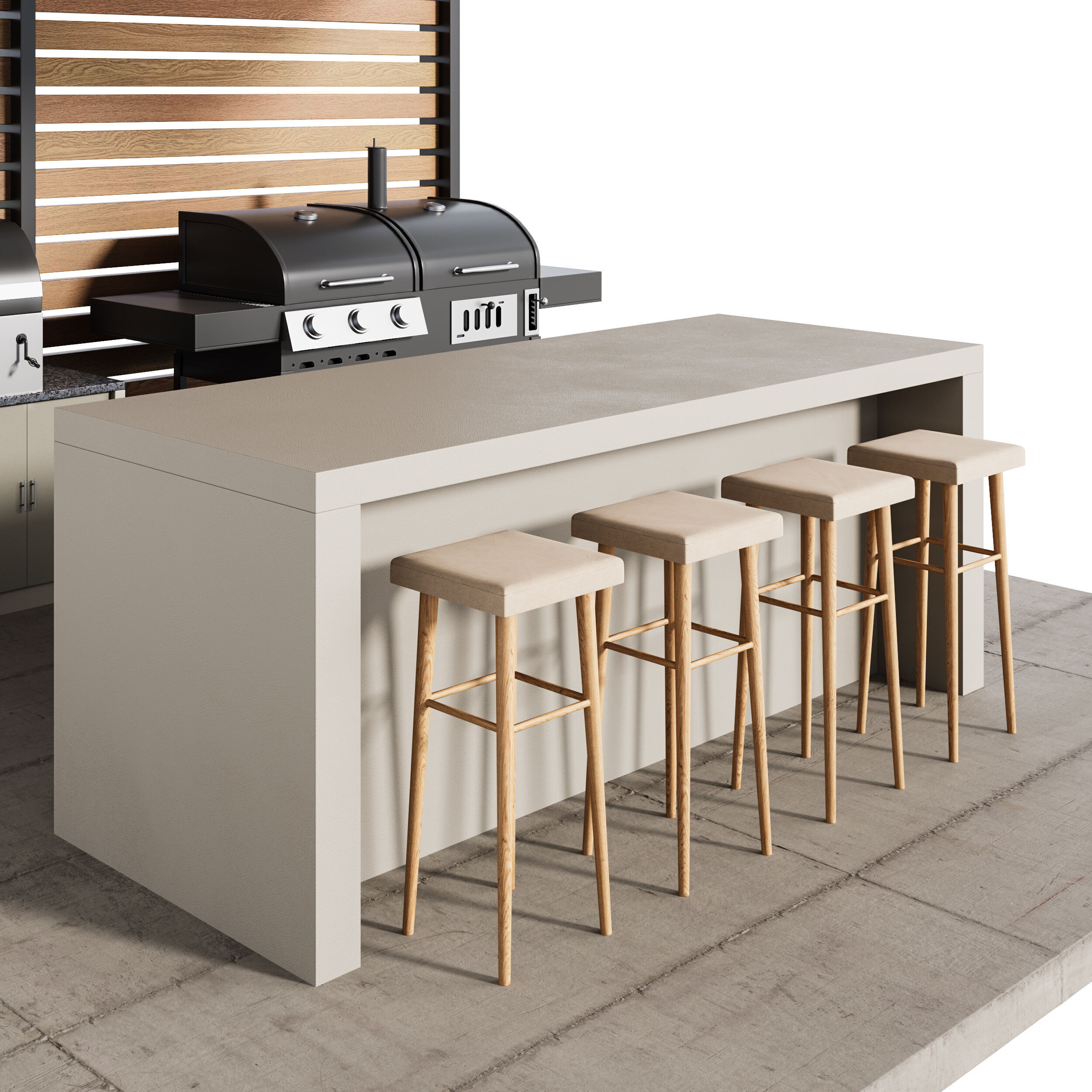 Modern Outdoor Kitchen 27 3D model_8