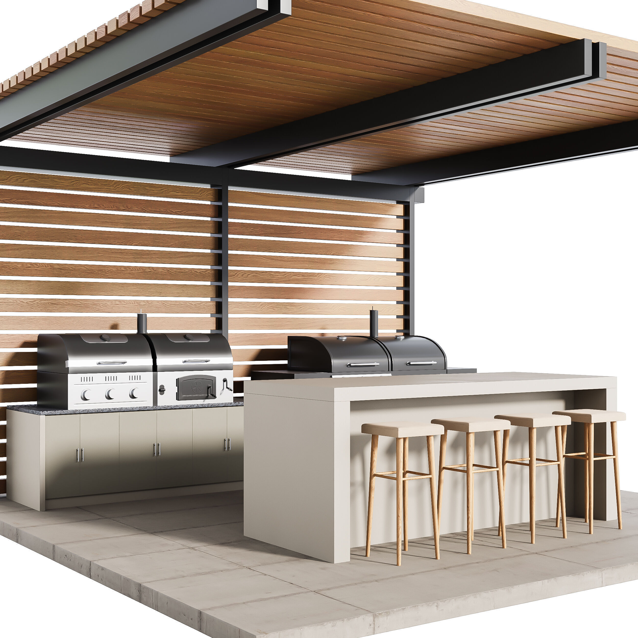 Modern Outdoor Kitchen 27 3D model_6